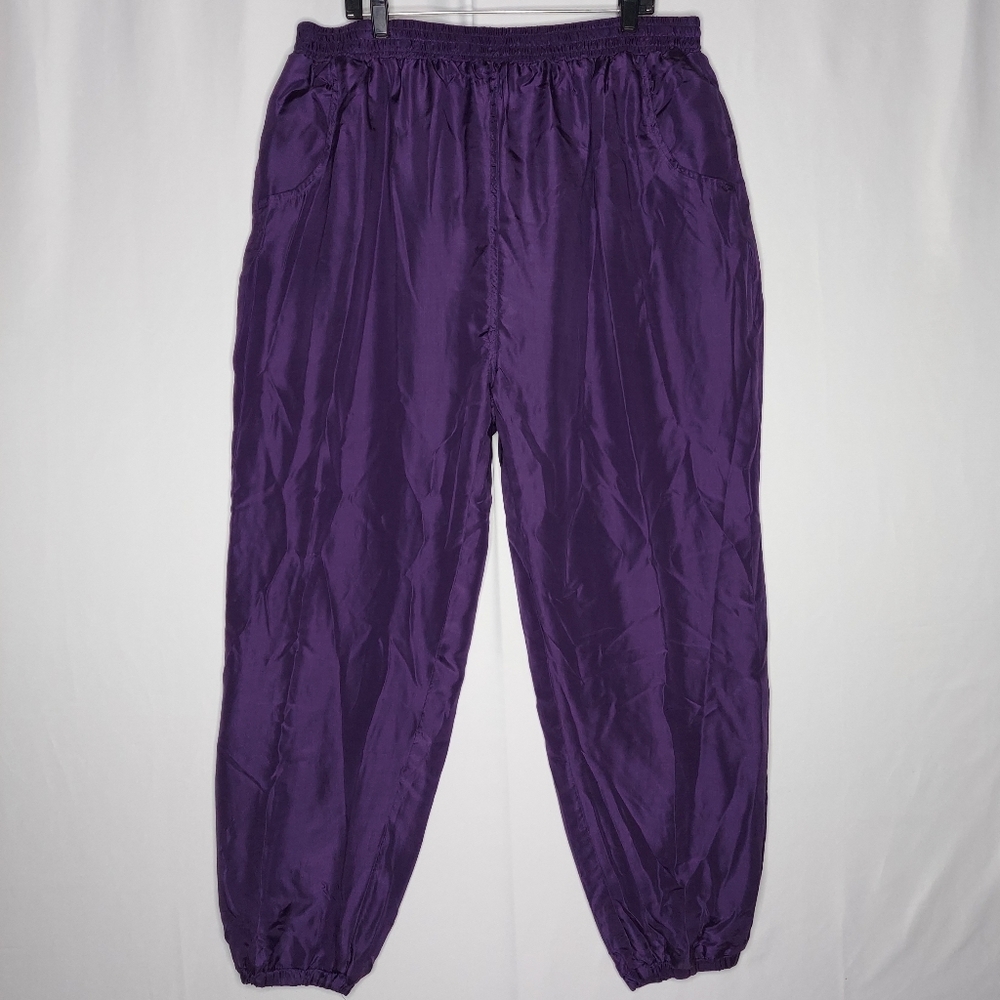 Silk Exchange Joggers Women 24W Purple Silk Drawstring Pocket Quiet Luxury